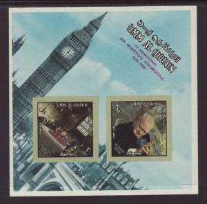 Umm Al Qiwain MI BK10B Churchill Imperf Souvenir Sheet MNH VF