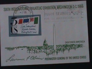 ​UNITED STATES-1966 SC#1311 6TH INTERNATIONAL STAMP SHOW-(WASH.DC) USED S/S VF