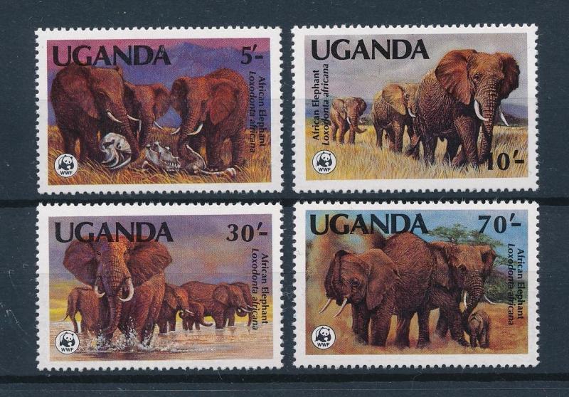 [54113] Uganda 1991 Wild animals Mammals WWF Elephant MNH