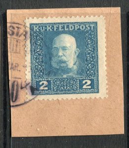 AUSTRIA; BOSNIA 1915-17 early F. Joseph issue 2h. POSTMARK PIECE