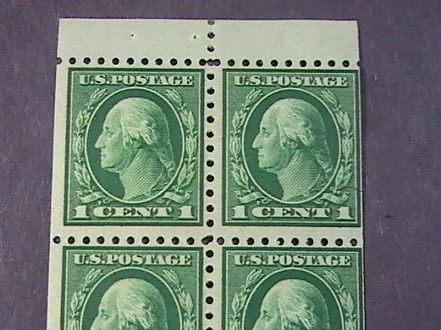 U.S.# 424d-MINT/HINGED-BOOKLET PANE OF 6--GREEN--WASHINGTON--1913(LOTb)