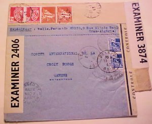 ALGERIA  POW RED CROSS ON EACH OF 2 DIFF 1943 COVERS