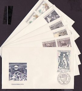 Czechoslovakia, Scott cat. 1727-1732. Graphic Art issue. 5 First day covers. ^