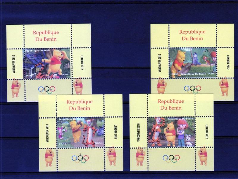 Benin 2009 WINNIE THE POOH Olympic 8 s/s Perforated Mint (NH)