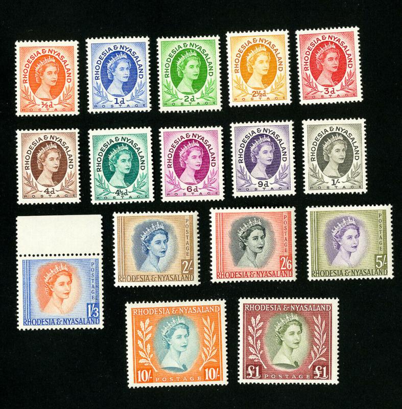 Rhodesia & Nyasaland Stamps # 141-55 VF OG NH Set of 15 Scott Value $118.00