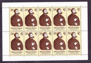 Germany DDR 2309a MNH 1982 Martin Luther Mini Sheet of 10 Very Fine