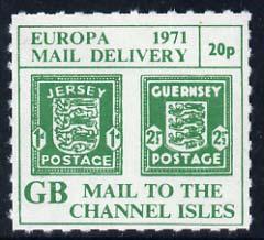 Cinderella - Channel Islands 1971 Rouletted 20p green (1d...