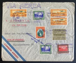 1937 San Antonio Guatemala Airmail Cover To Berlin Germany Via New York L