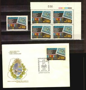 Stamp Expo Oympics 1992 Barcelona Gaudi URUGUAY Sc#1419 MNH+block+FDC CV$30