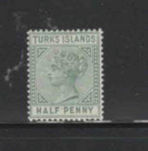 TURKS ISLANDS #48 1885 1/2p QUEEN VICTORIA MINT VF LH O.G e