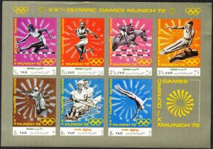 {Y120} Yemen 1971 Olympics Munich Sheet imperf. MNH 8Eur. Slightly folded edge!