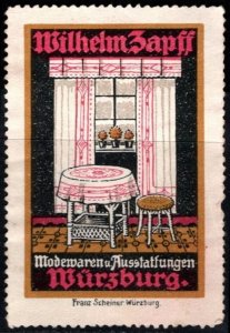 Vintage Germany Poster Stamp Wilhelm Zapff Modern Amenities Wurzburg