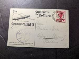 1919 Germany Early Zeppelin PPC Postcard Cover Friedrichshafen to Leipzig