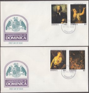 DOMINICA Sc# 1113/7 FDC X 2 SET of 4 ART STAMPS  INCL BIBLICAL TOPICS