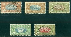 ICELAND #C4-8 (189-93) Complete set, used, VF, Scott $470.00