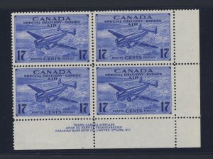 4x Canada Air Mail Stamps;  Pl. Block of 4 #CE2 MH VF Guide Value =  $24.00