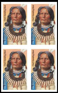 US Chief Standing Bear NDC/Imperf Block of 4 Stamps MNH 2023 Ships 19 May