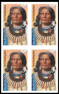 US Chief Standing Bear NDC/Imperf Block of 4 Stamps MNH 2023 Ships 19 May