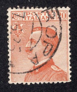 Italy 1925 20c  brown orange Emmanuel III, Scott 97 used, value = 90c