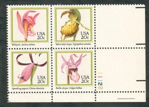 2076 - 2079 Orchids MNH Plate Block - LR