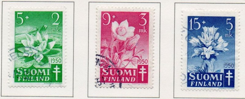 Finland Sc B98-100 1949 TB Flowers charity stamp set used