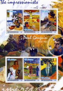 Afghanistan 2001 PAUL GAUGUIN Paintings Sheet Perforated Mint (NH)