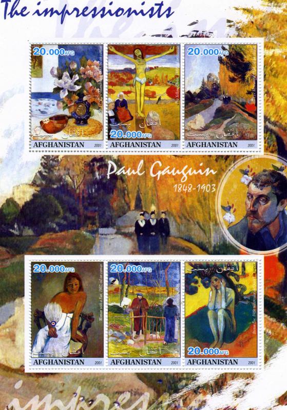 AFGHANISTAN 2001 Paul Gauguin Paintings Sheet Perforated mnh.vf