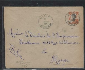 FRENCH INDOCHINA  (PP3008B) 1924 COVER  PSE   4C VIMNH   ANNAM TO HANOI 