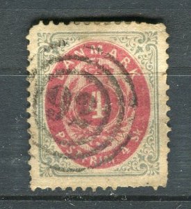 DENMARK; 1870s classic Skilling issue fine used 4sk value POSTMARK 92