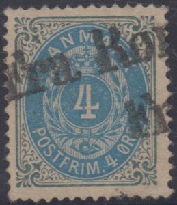 DENMARK 1875-79 Scott 26b Used by FRA RO… straight line cancel FINE