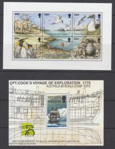 South Georgia Sc 219, 230 MNH. 1998-1999 Souvenir Sheets, VF