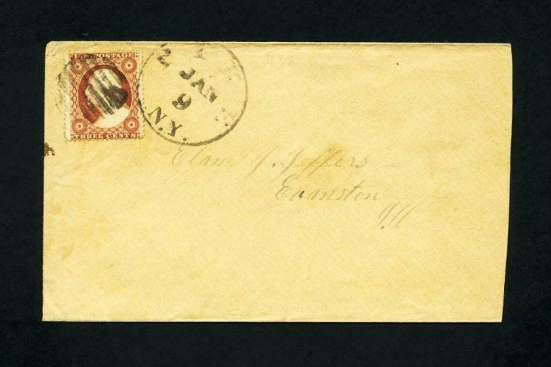 # 26 on cover from Pike, New York to Evanston, Illinois dated 1-9-1850's