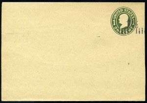 United States, Postal Stationery #W405var, 1925 1 1/2c on 1c green on orienta...