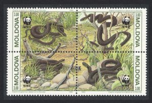 Moldova WWF Aesculapian Snake Fauna Block of 4 1993 MNH SC#72a-d SG#57-60