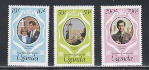 Uganda # 314-316, Royal Wedding, Mint NH, 1/2 Cat.