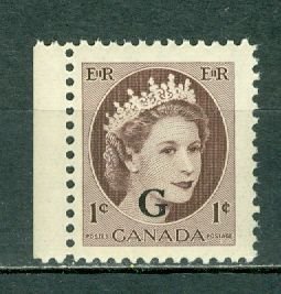 CANADA 1955 QE OFFICIAL G #O40 MARGIN STAMP MNH...$1.50