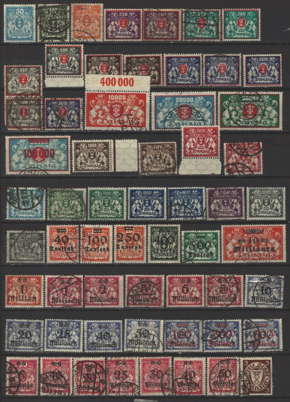 COLLECTION LOT 7954 DANZIG 367 STAMPS 1920+ CV+$700 7 SCANS