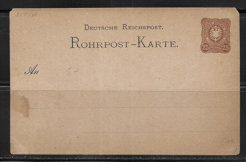 Germany Postal Stationery Pneumatic Postcard H&G #1 Mint