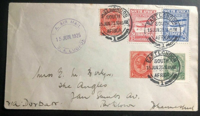 1925 East London South Africa Experimental Flight Airmail Cover to Johannesburg