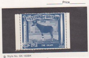 1951 Great Britain the Okapi Royal Zoological Society of Scotland Poster StampNH