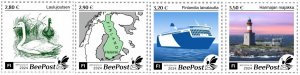 Finland 2024 Definitives Bird Map Ship Lighthouse BeePost set of 4 stamps MNH