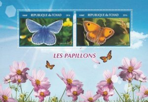 CHAD - 2016 - Butterflies - Perf 2v Sheet #1 - MNH - Private Issue