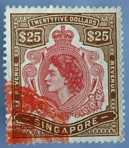 MALAYA SINGAPORE 1953 QEII REVENUE $25 Used M3377D