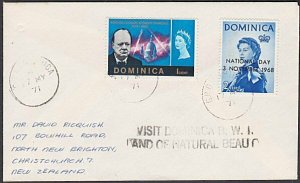 DOMINICA 1971 cover - scarce VISIT DOMINICA handstruck tourism slogan.......T311