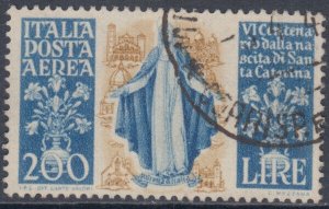 ITALY Sc #C218 USED - SPECIAL DELIVERY AIRMAIL 60th ANN BIRTH of ST CATHERINE