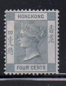 Hong King Sc 38 1896 4c slate Victoria stamp mint