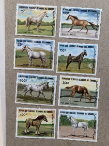 Comoro Islands 1983 Horses, MNH. Scott 579-586, CV $18.40