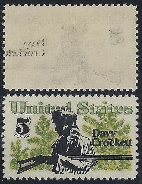 1330 - Black Reverse Offset Error / EFO Davy Crockett Mint NH