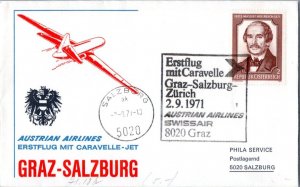 Austria 2S August Neilreich 1971 Austrian Airlines First Flight Caravelle Jet...