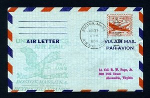 # UC16 FAM # 18 First Flight cover from Boston, MA to Lebanon - 6-29-1950